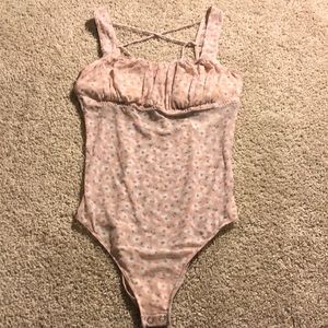 Pink floral body suit